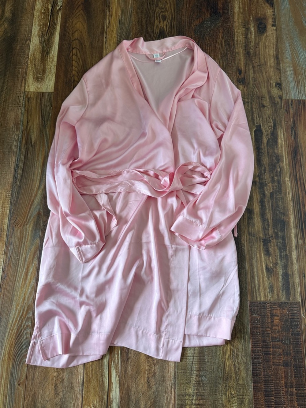 stars above Soft Pink Satin Wrap Robe